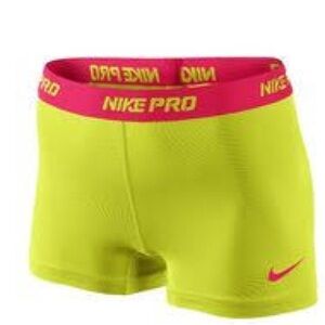 Nike Pro Combat Dri-fit compression shorts yellow pink white‎ womens size medium